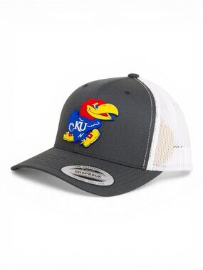 Kansas Jayhawks 3D YP Snapback Trucker Hat- Charcoal/ White